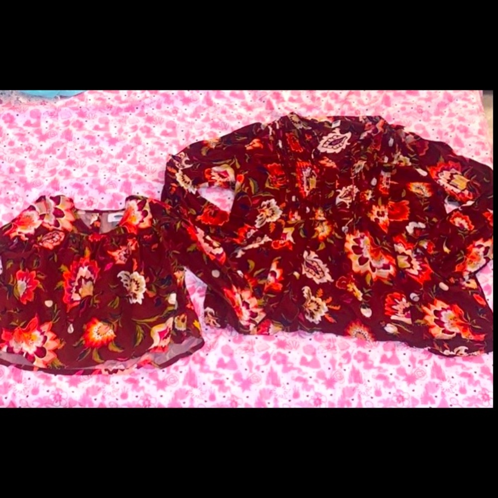 Matching Mommy & Me Red Floral Tunic Top M 5